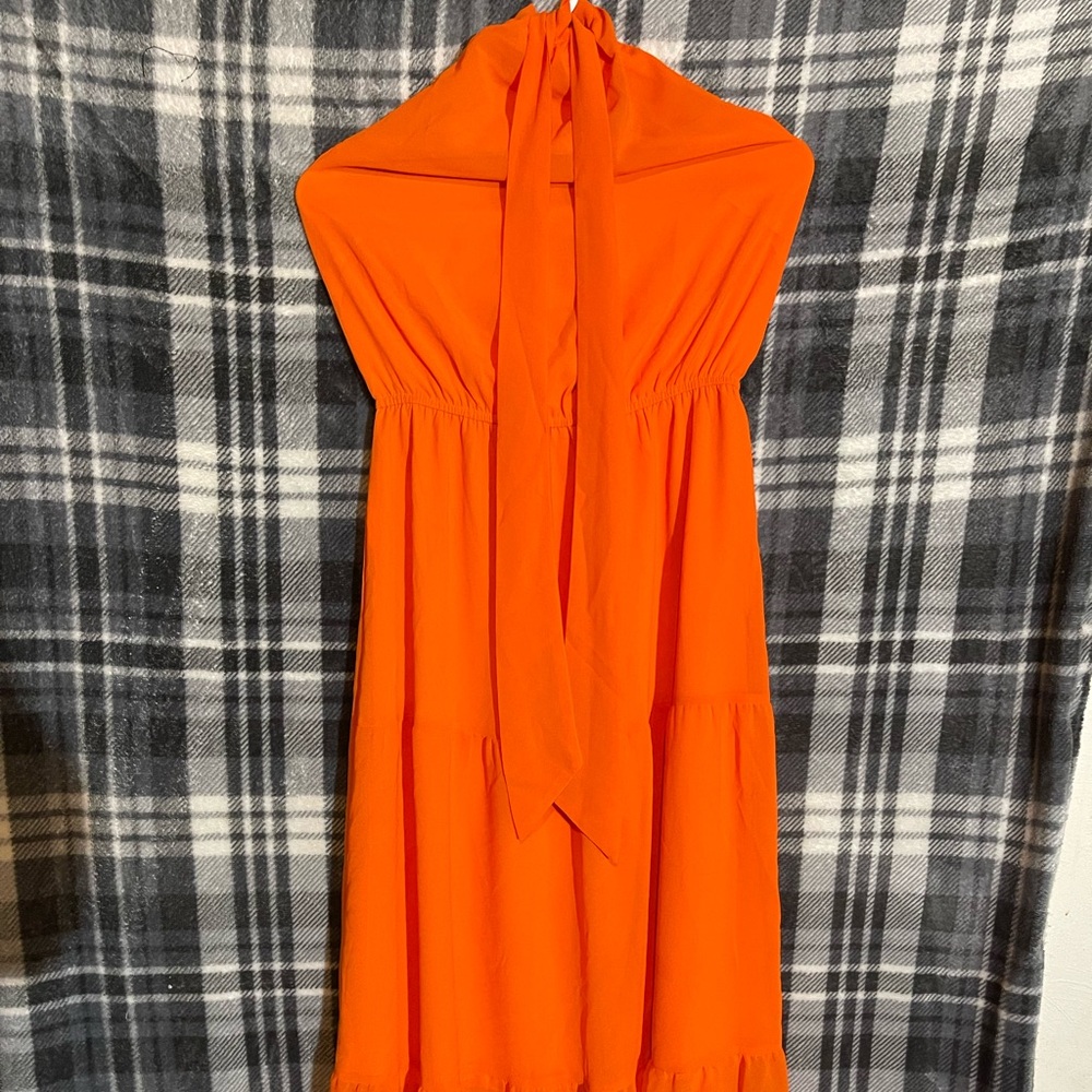 Vibrant Strapless Orange Dress